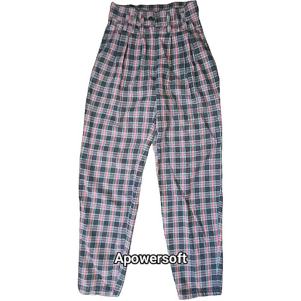 Vintage Plaid High-Waisted Pleated Trousers